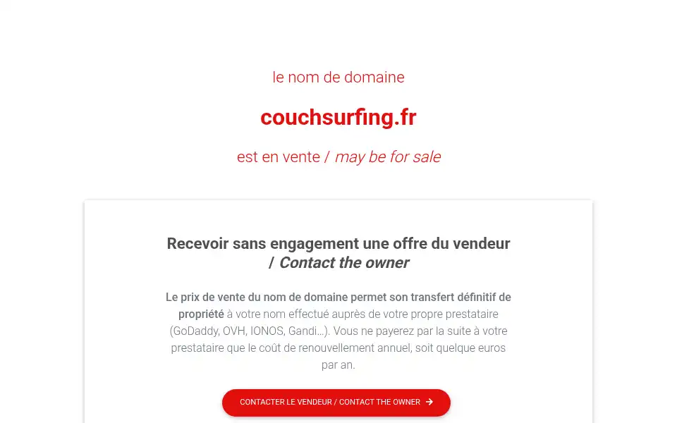 Screenshot of couchsurfing.fr