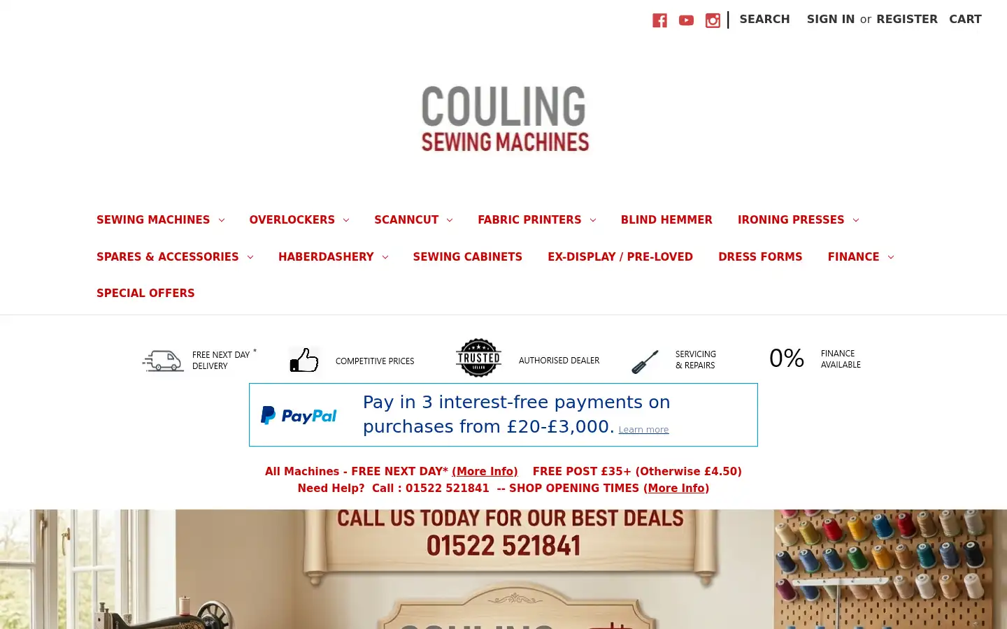 Screenshot of coulingsewingmachines.co.uk