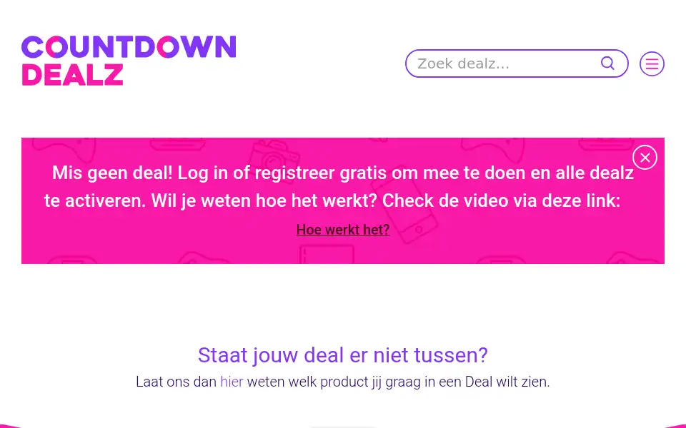 Screenshot of countdowndealz.nl