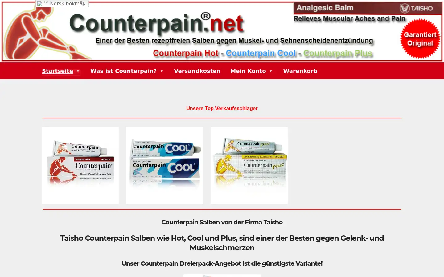 Screenshot of counterpain.net