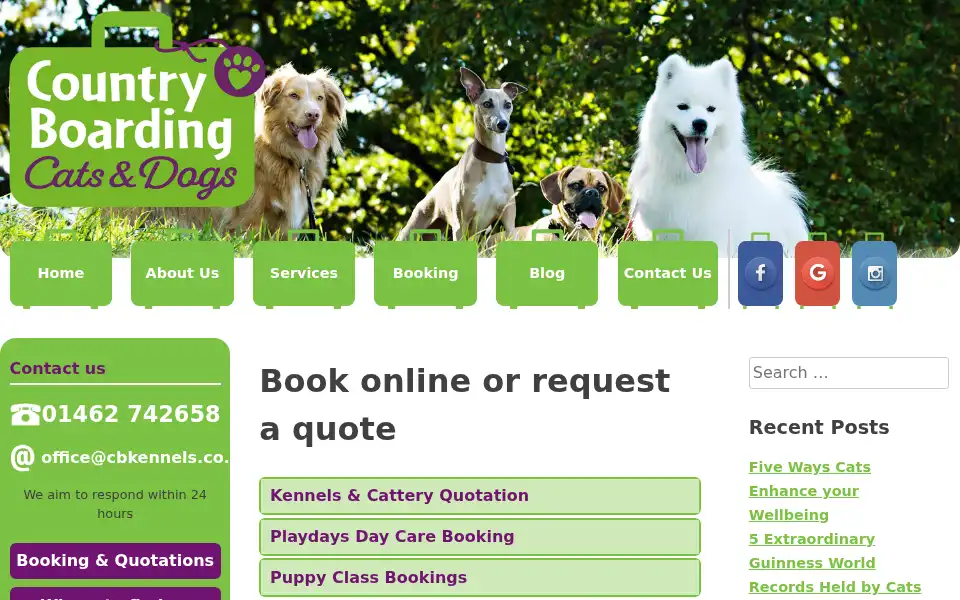 Screenshot of countryboardingkennels.co.uk