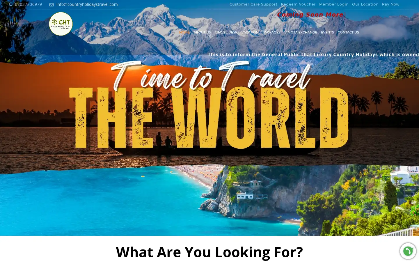 Screenshot of countryholidaystravel.com