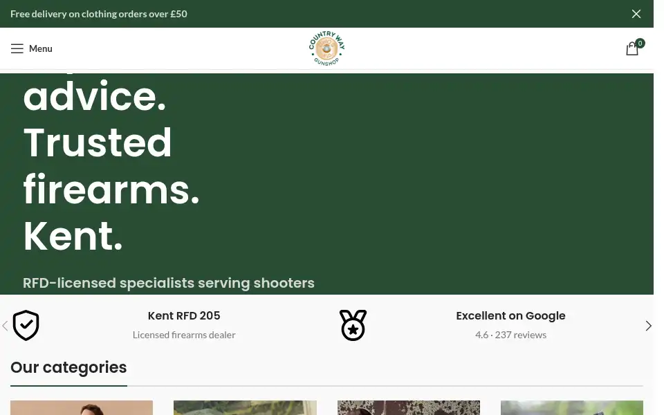 Screenshot of countrywaygunshop.co.uk