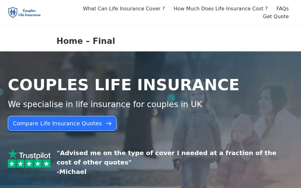 Screenshot of coupleslifeinsurance.co.uk