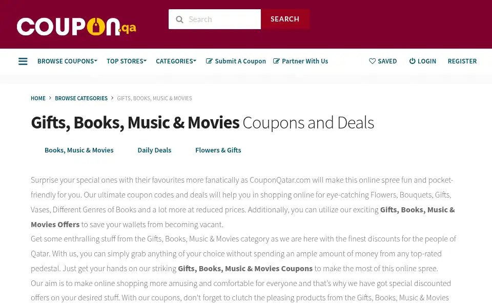 Screenshot of coupon.qa