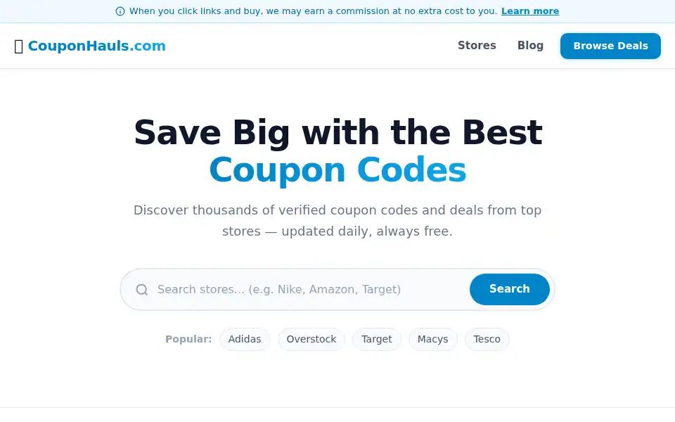 Screenshot of couponhauls.com