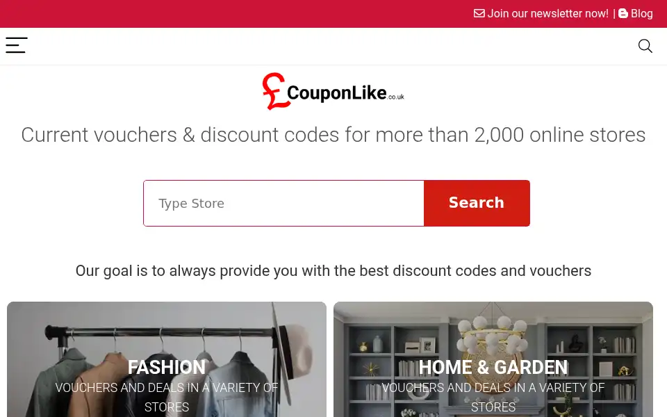 Screenshot of couponlike.co.uk