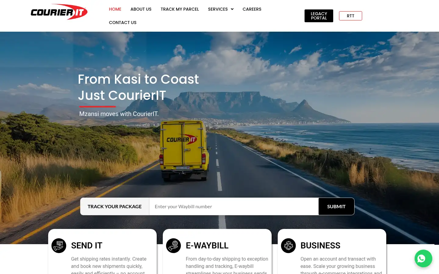 Screenshot of courierit.co.za