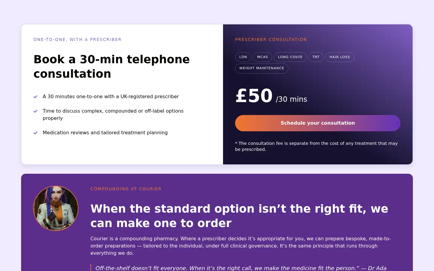 Screenshot of courierpharmacy.co.uk