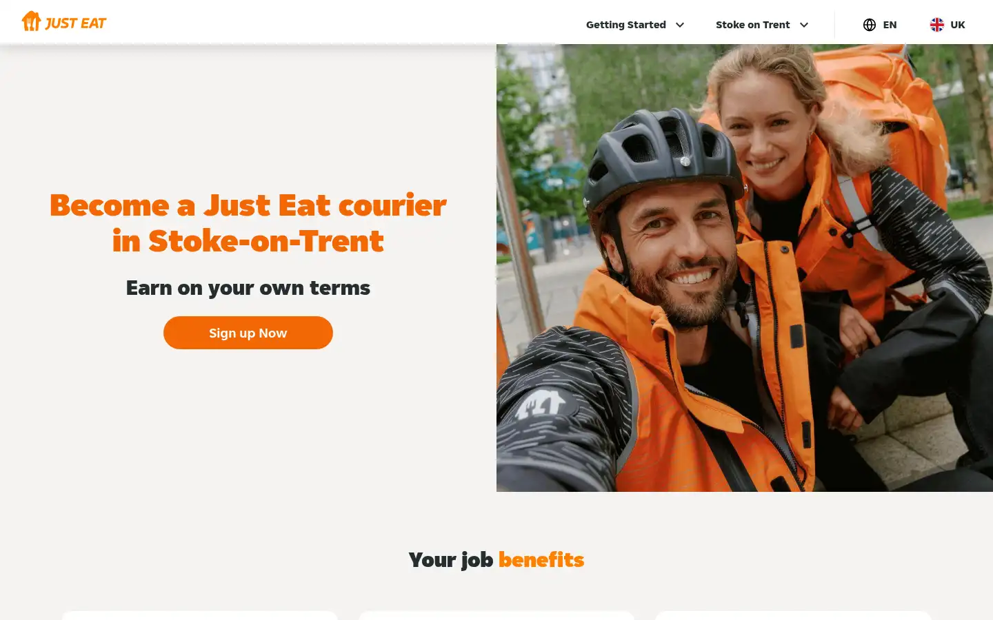 Screenshot of couriers.just-eat.co.uk