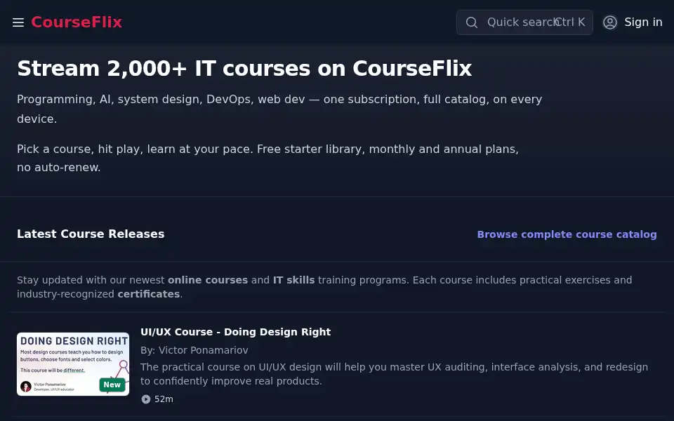 Screenshot of courseflix.net