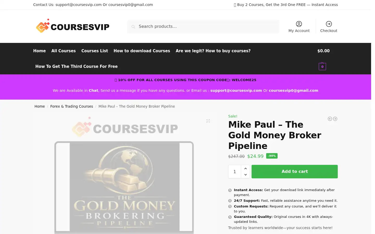 Screenshot of coursesvip.com