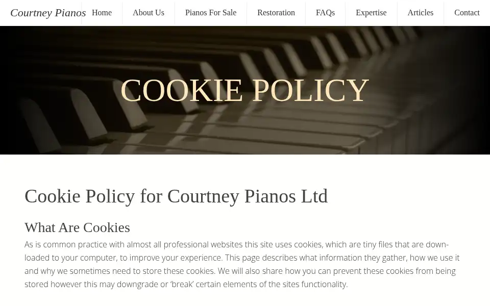 Screenshot of courtneypianos.co.uk