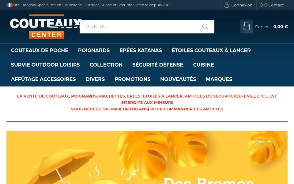 Screenshot of couteaux-center.com