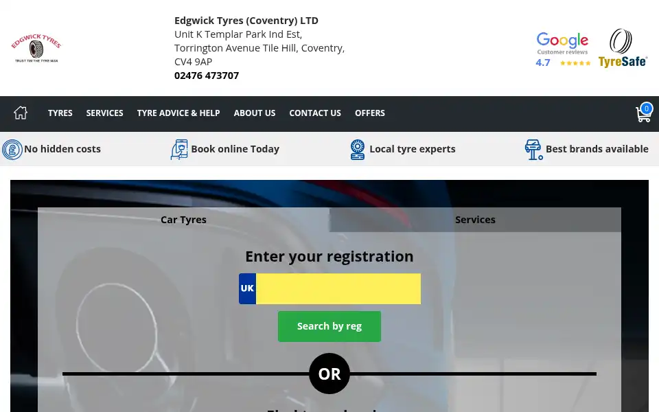 Screenshot of coventry-tyres.co.uk