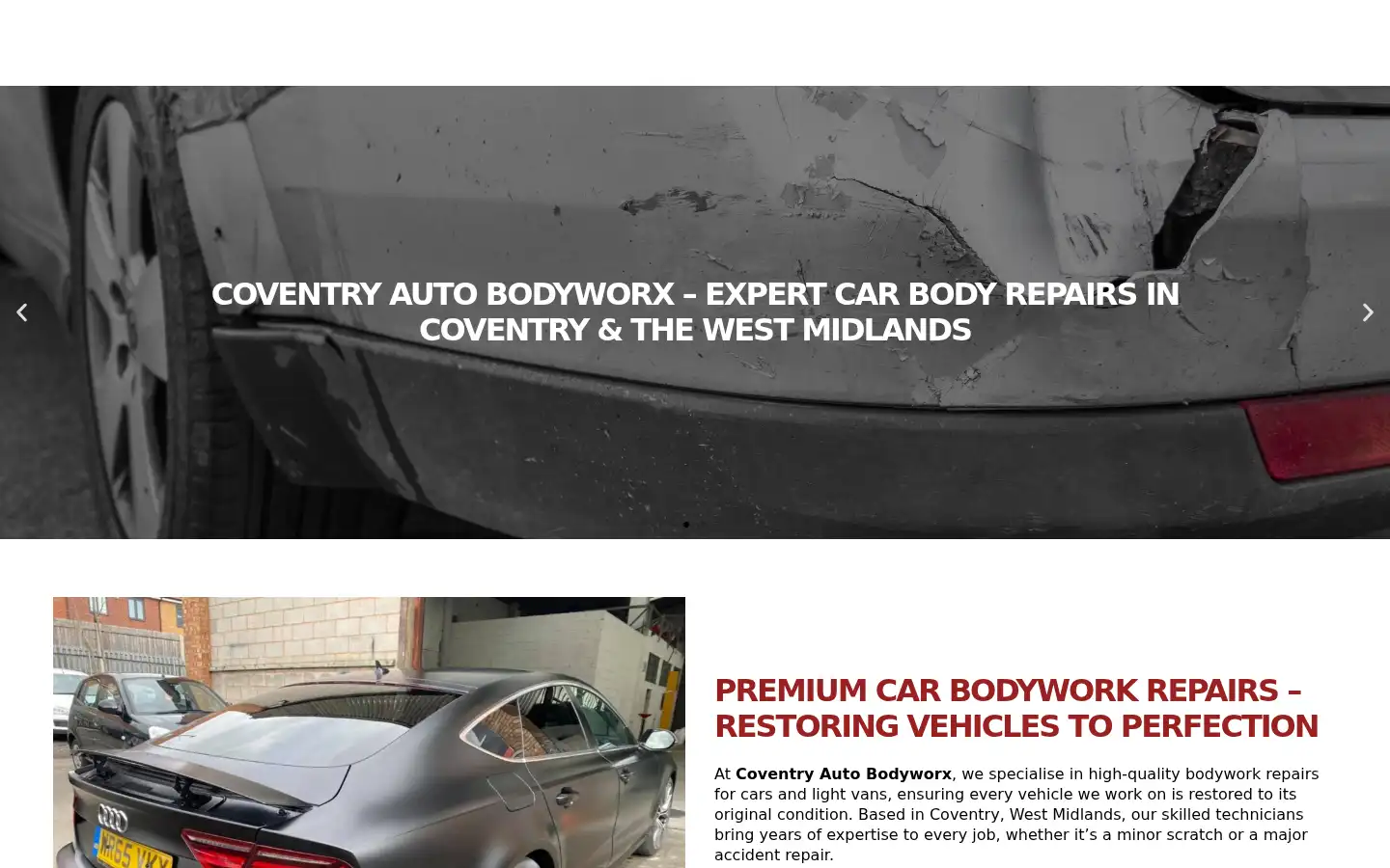 Screenshot of coventryautobodyworx.co.uk
