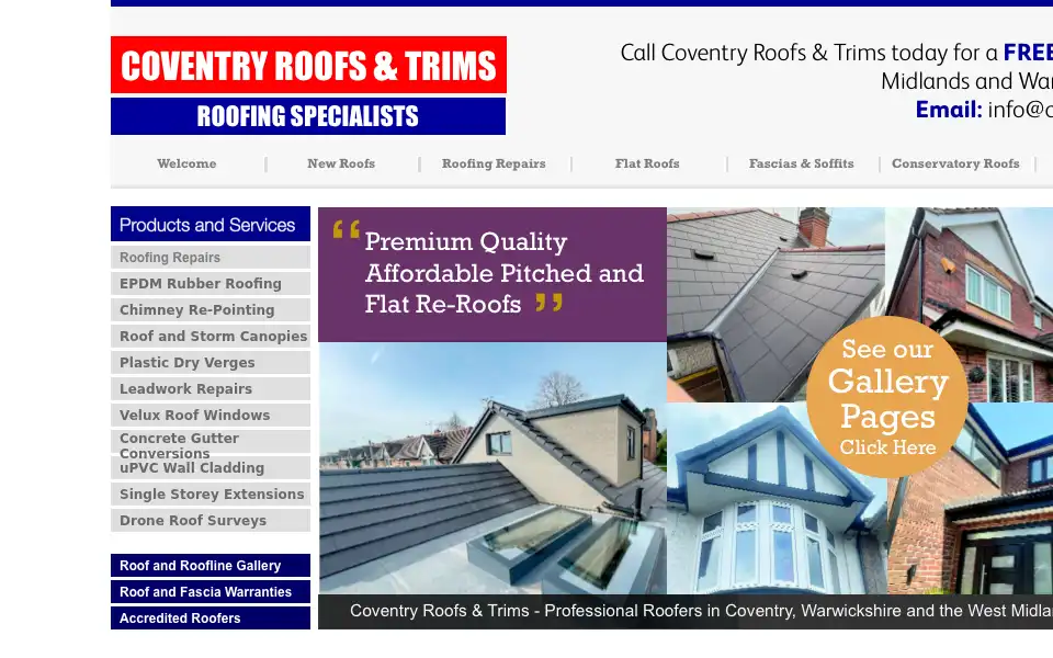 Screenshot of coventryroofsandtrims.co.uk