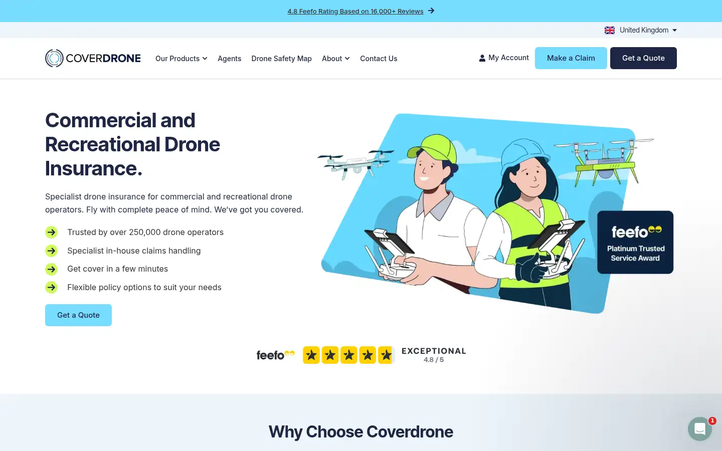 Screenshot of coverdrone.com