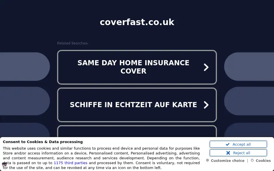 Screenshot of coverfast.co.uk