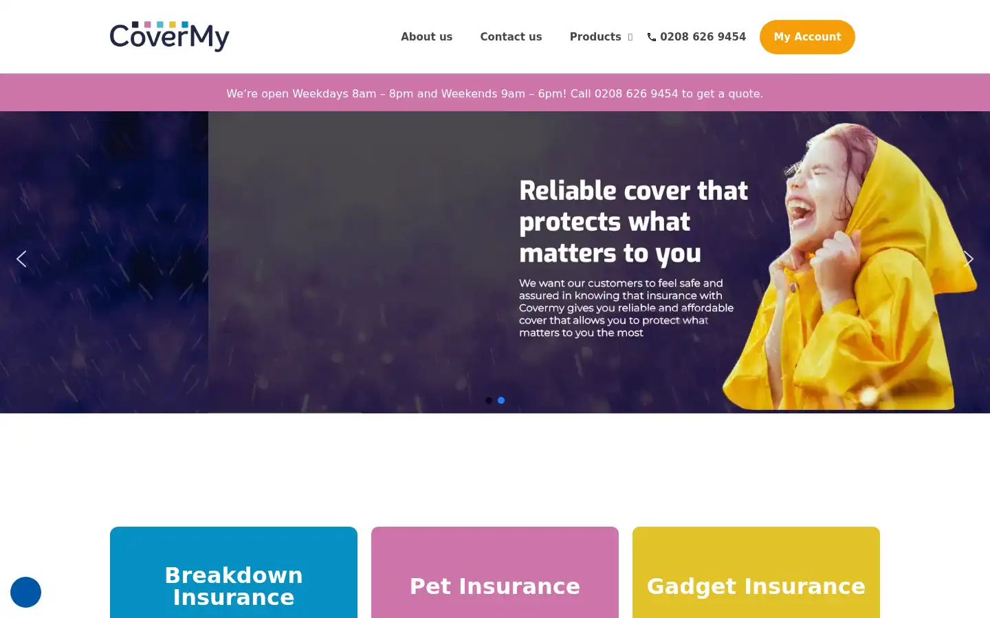 Screenshot of covermy.co.uk