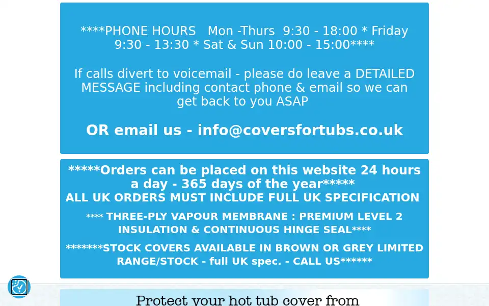 Screenshot of coversfortubs.co.uk