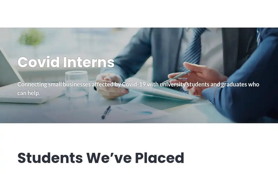 Screenshot of covidinterns.com