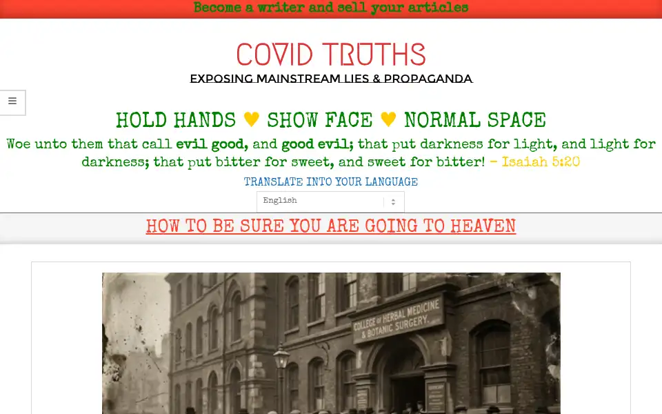 Screenshot of covidtruths.co.uk