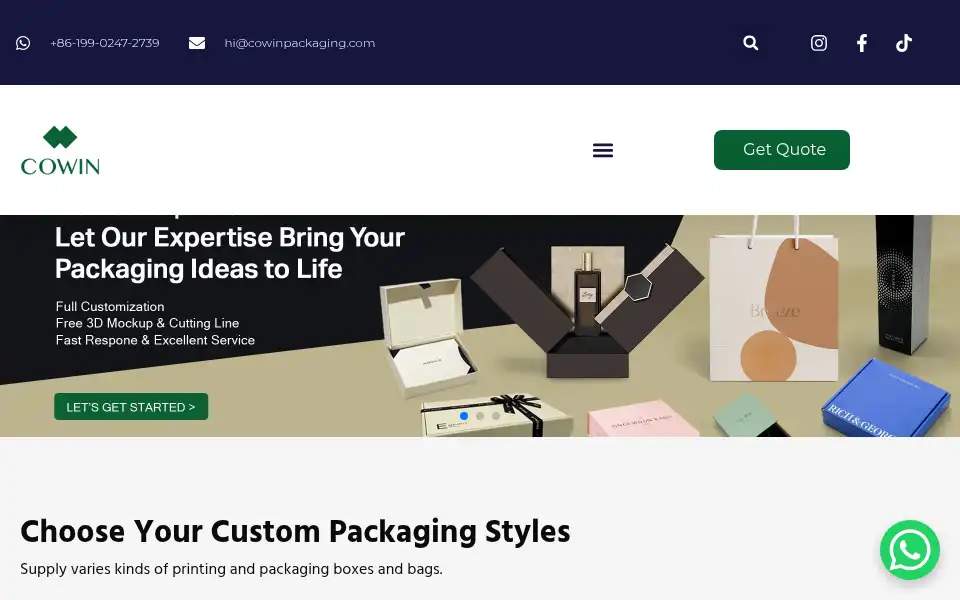 Screenshot of cowinpackaging.com