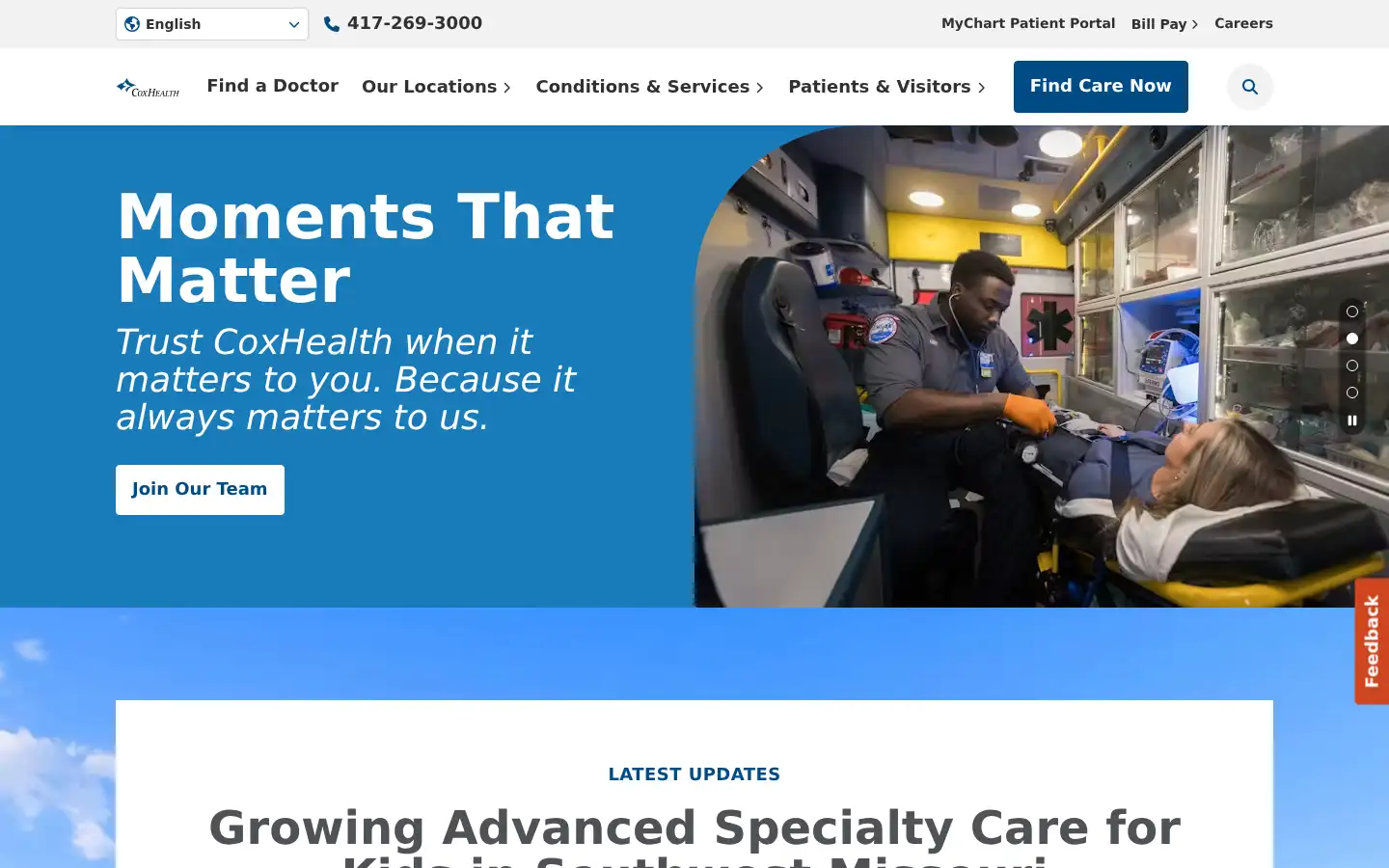 Screenshot of coxhealth.com