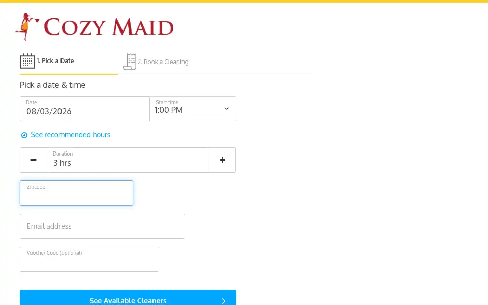 Screenshot of cozymaid.com