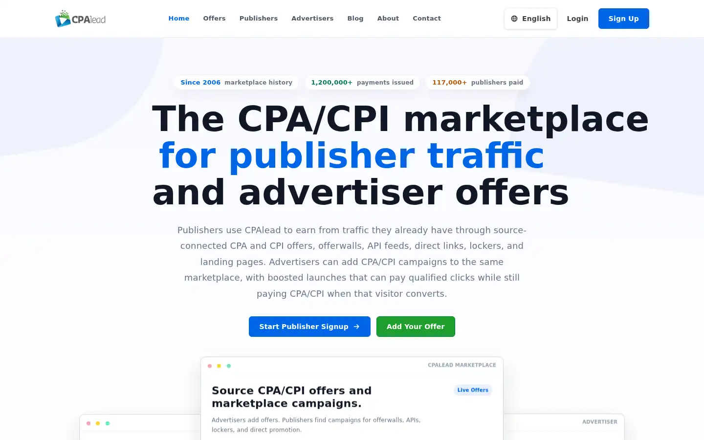 Screenshot of cpalead.com