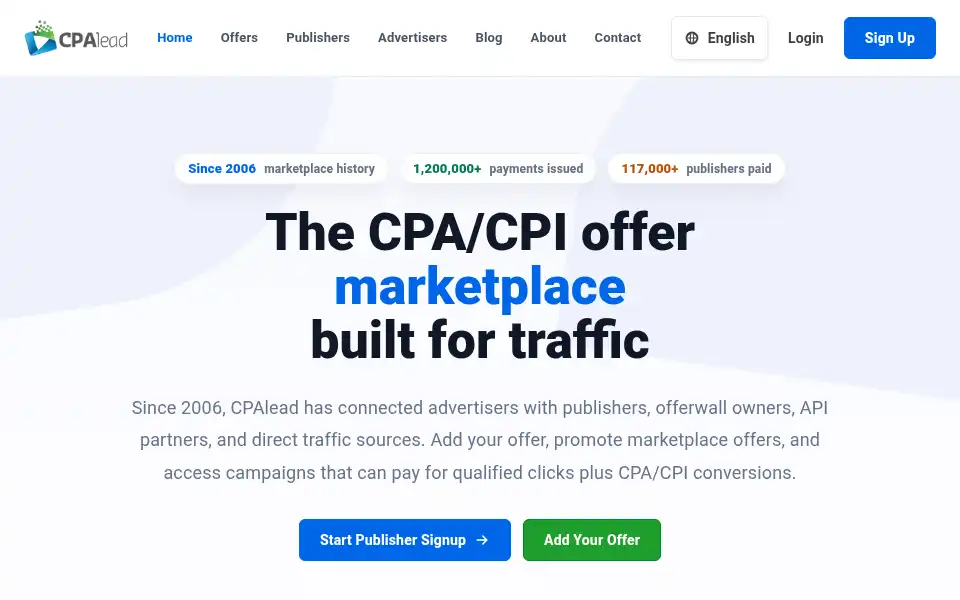 Screenshot of cpalead.us