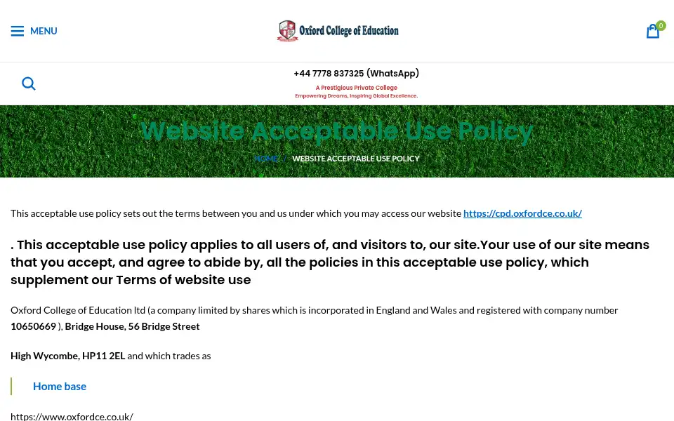 Screenshot of cpd.oxfordce.co.uk