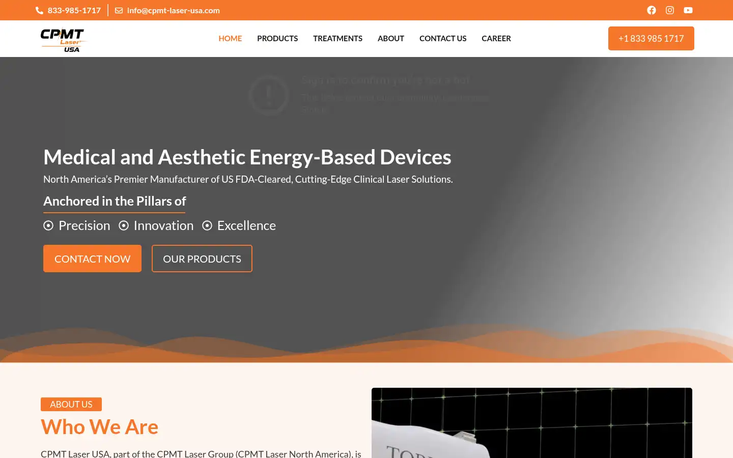 Screenshot of cpmt-laser-usa.com