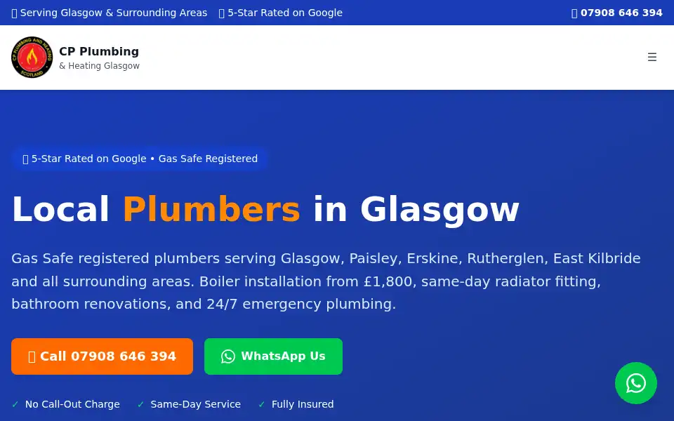Screenshot of cpplumbingscotland.co.uk