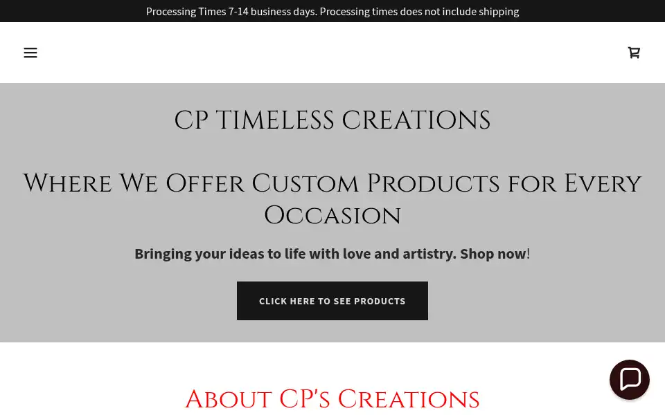 Screenshot of cpscreations.com