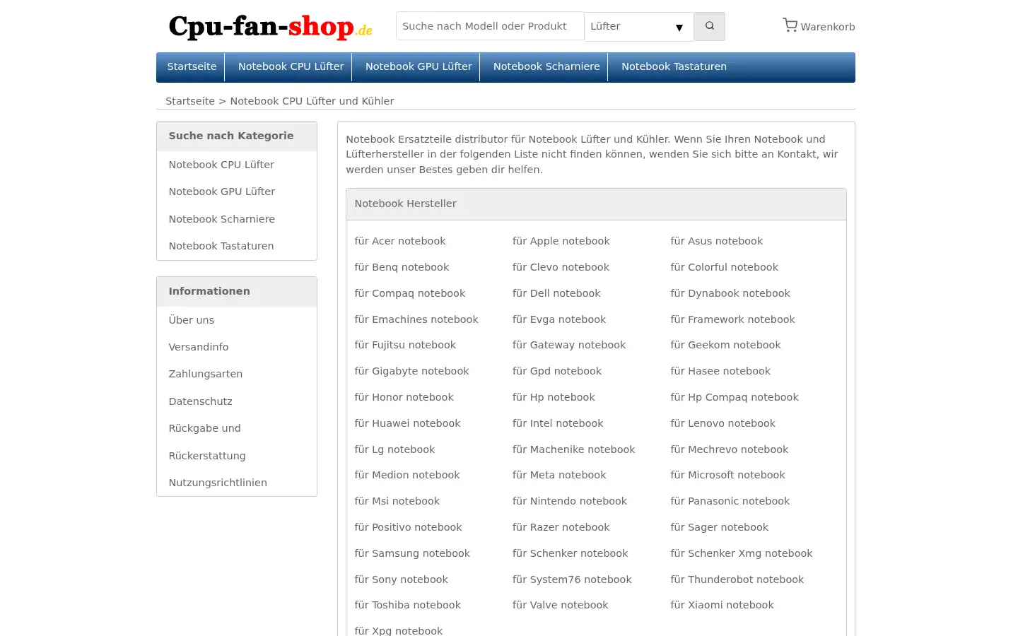 Screenshot of cpu-fan-shop.de