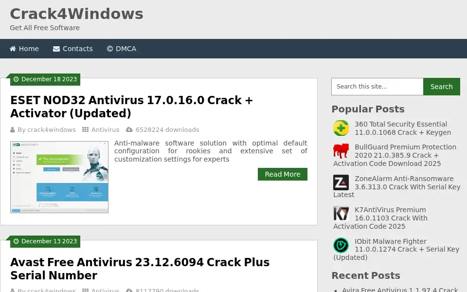 Screenshot of crack4windows.com