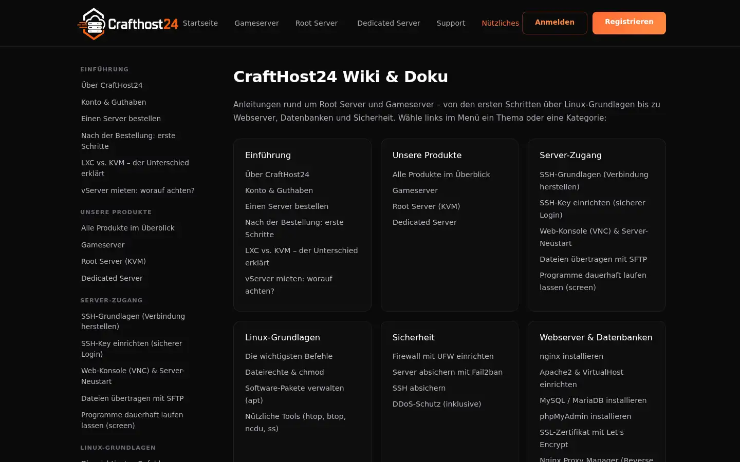Screenshot of crafthost24.de