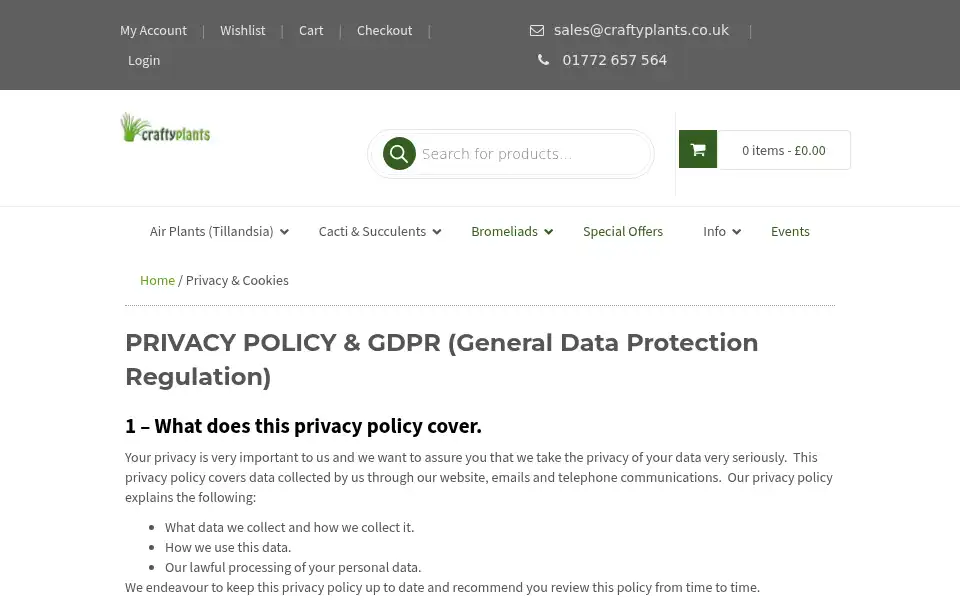 Screenshot of craftyplants.co.uk