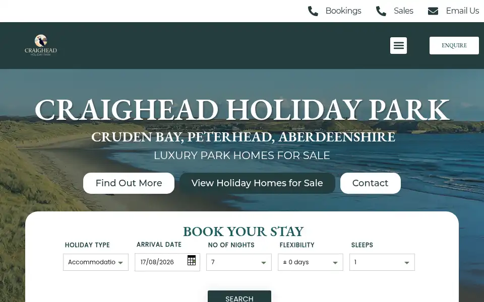 Screenshot of craigheadholidaypark.co.uk