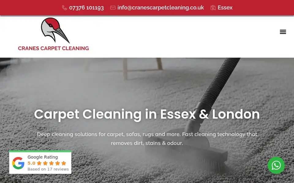 Screenshot of cranescarpetcleaning.co.uk