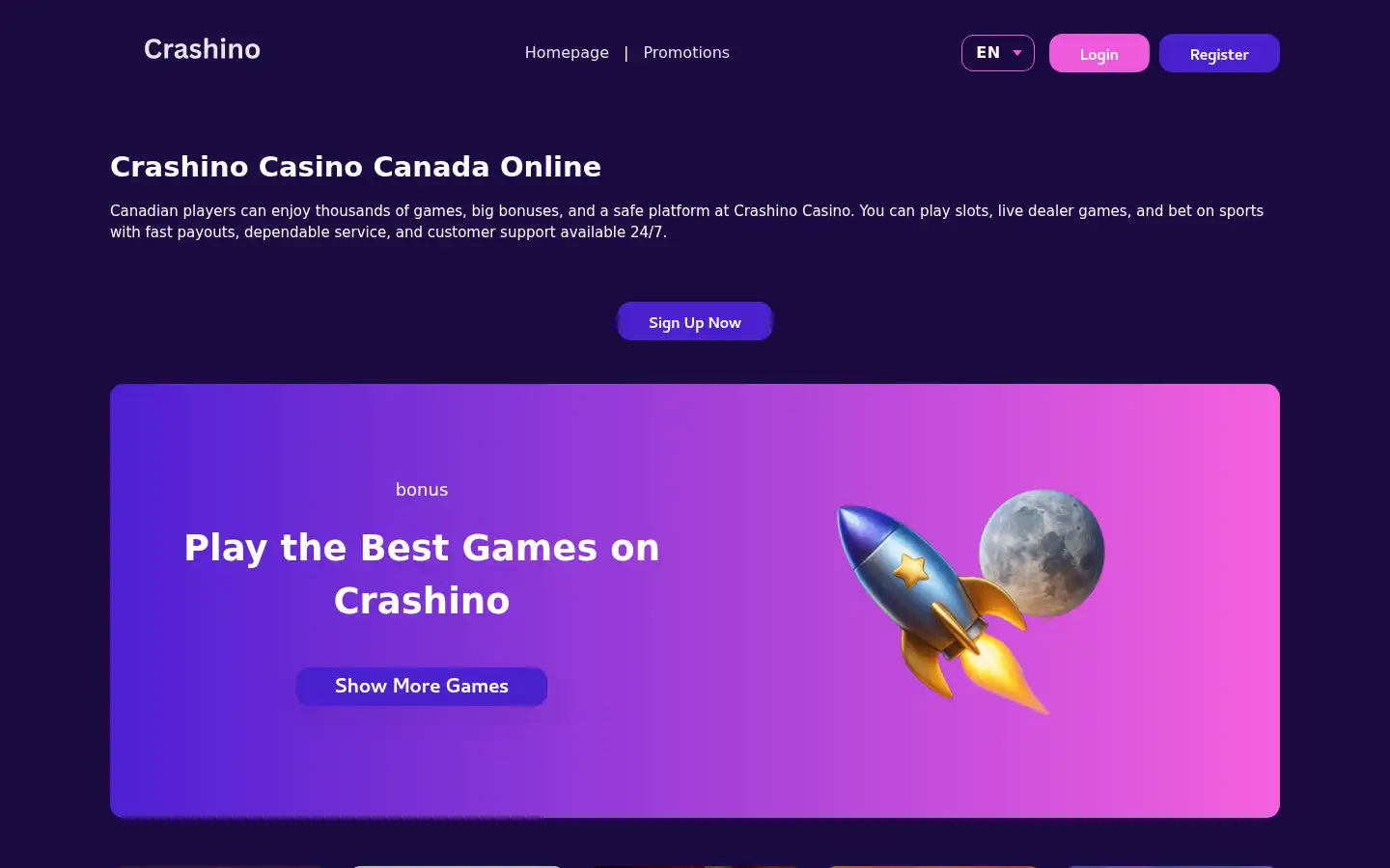 Screenshot of crashinobet.com