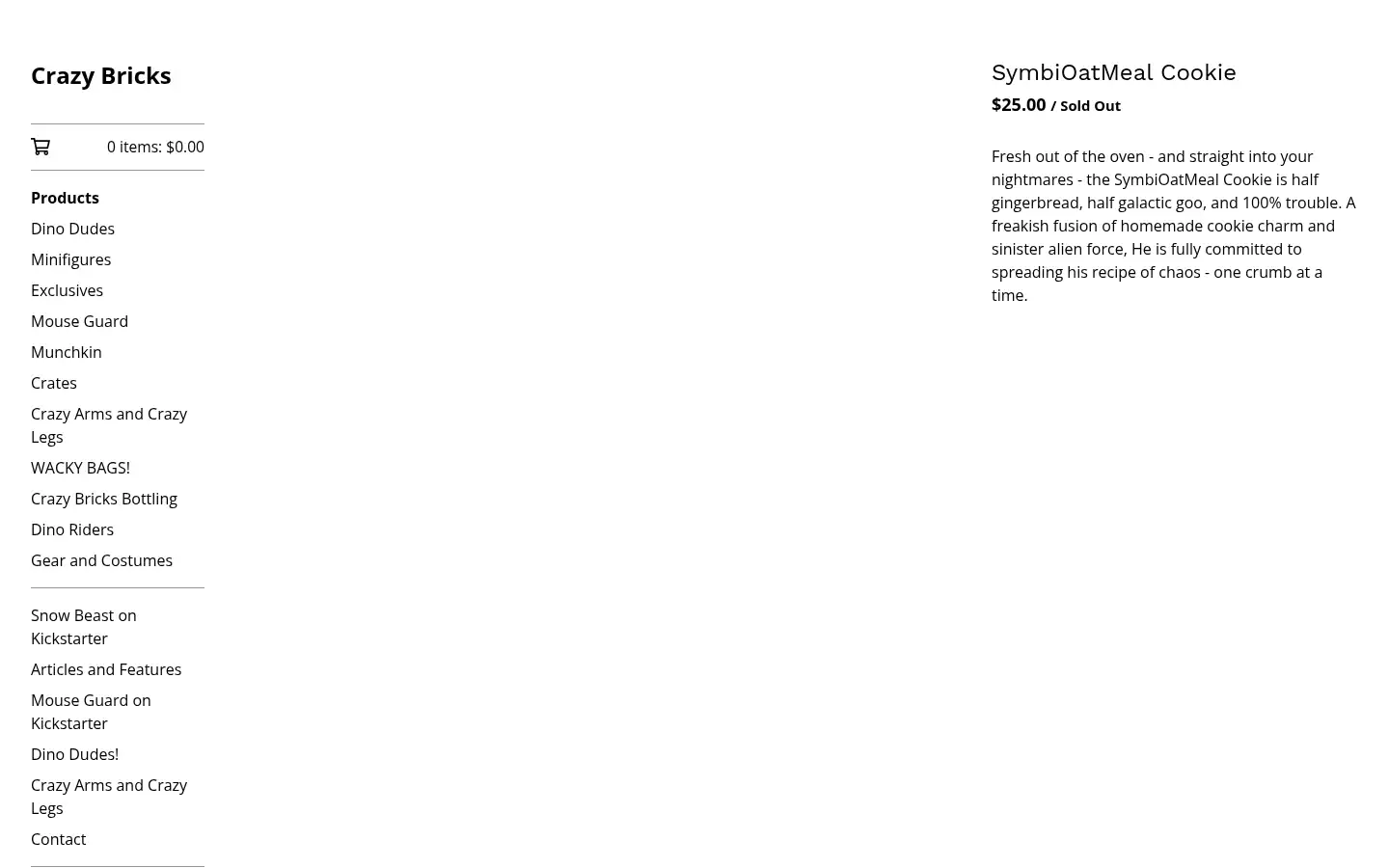 Screenshot of crazybricks.bigcartel.com