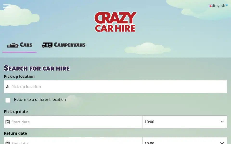 Screenshot of crazycarhire.com