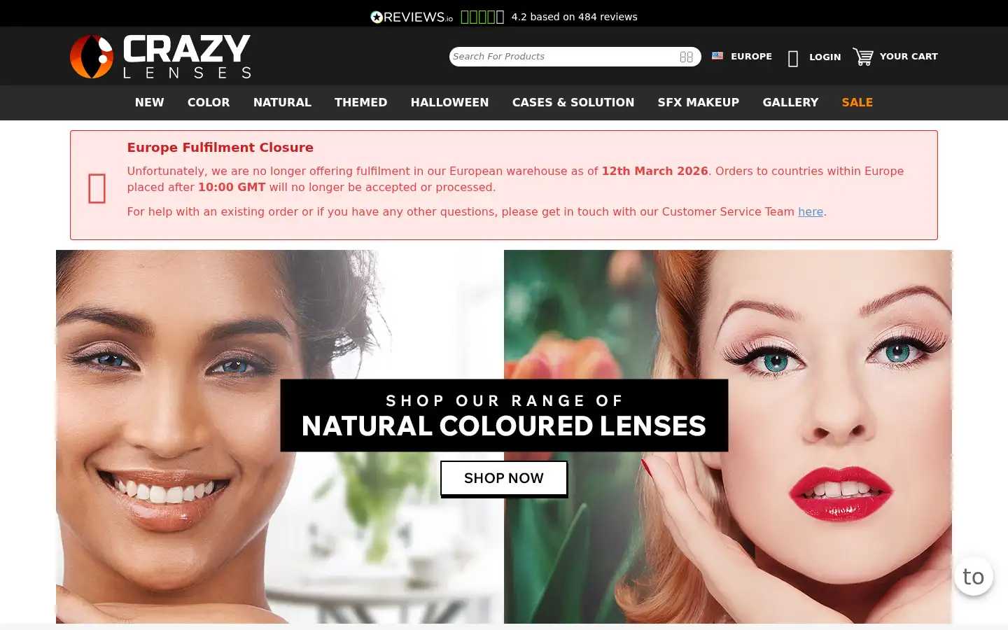 Screenshot of crazylenses.com