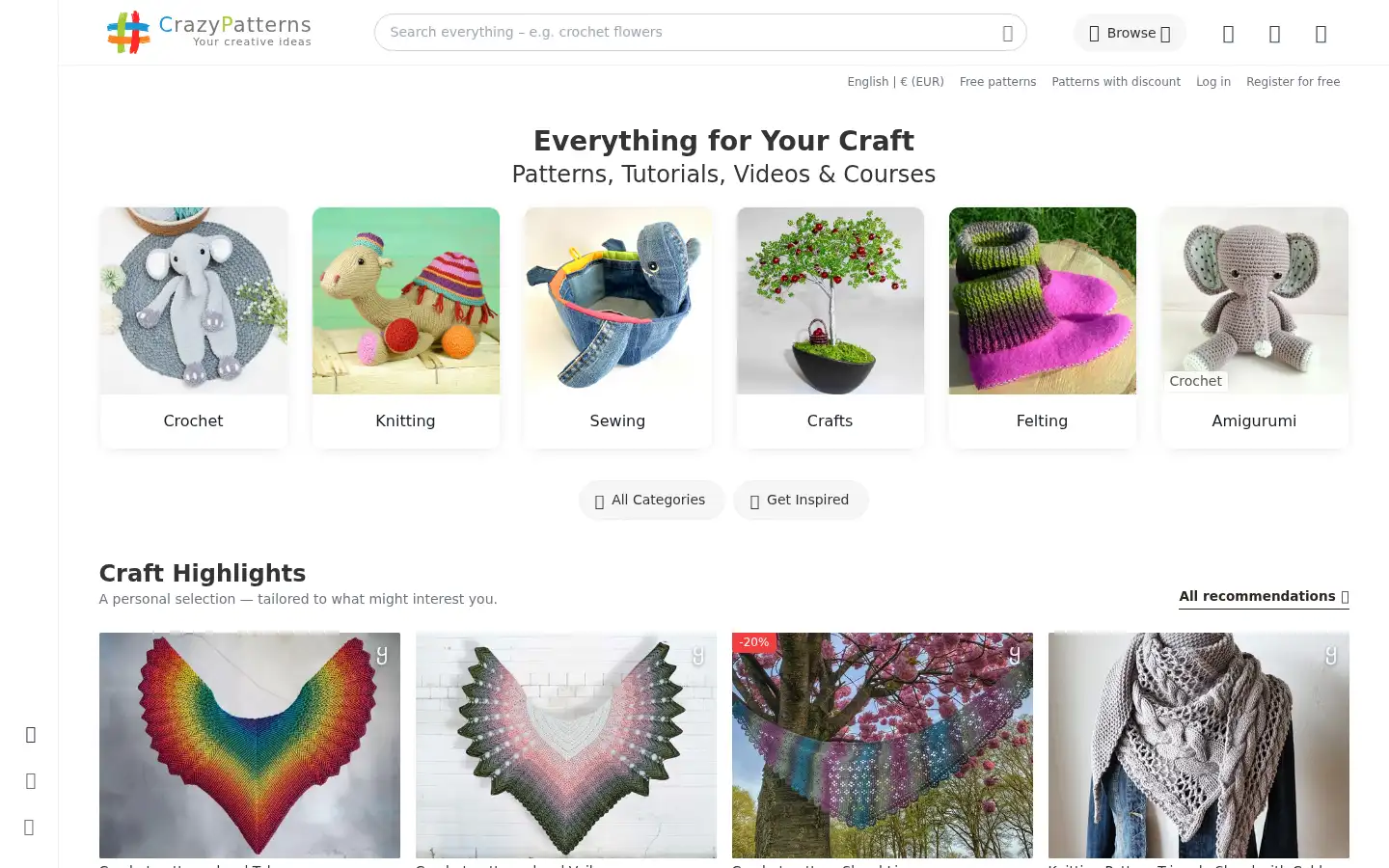 Screenshot of crazypatterns.net