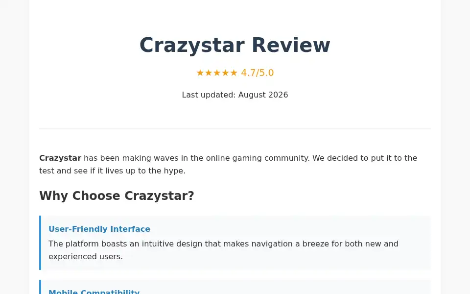 Screenshot of crazystar.cc