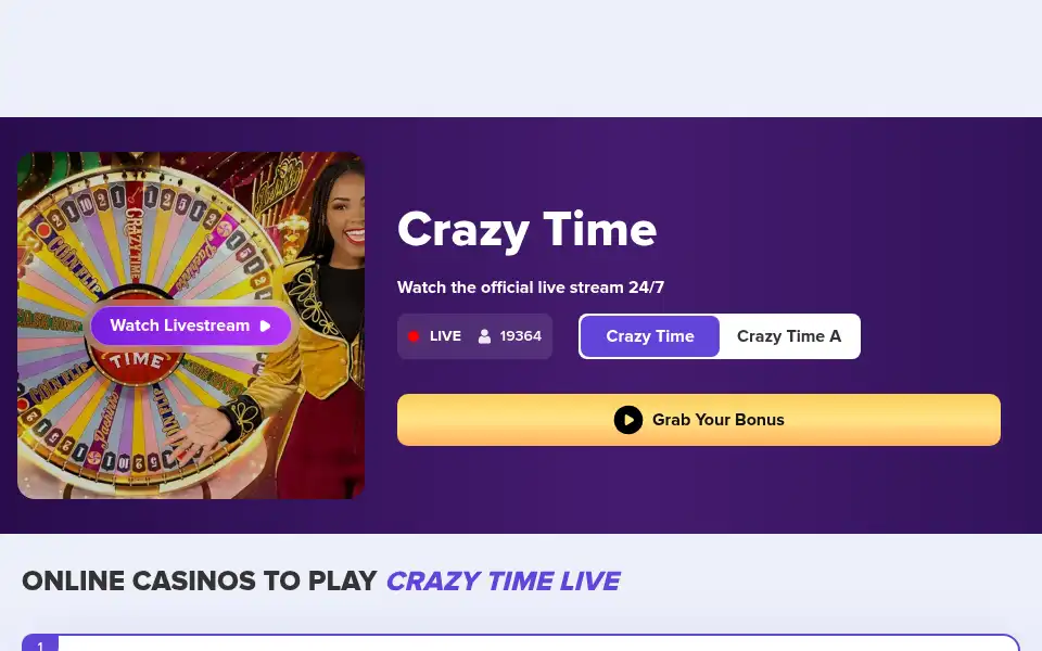 Screenshot of crazytime.games