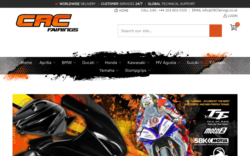 Screenshot of crcfairings.co.uk